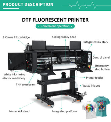 A1 60cm Dtf Drucker Roll-To-Roll-Maschine All-in-One-Modell Weiße Tinte Zirkulation