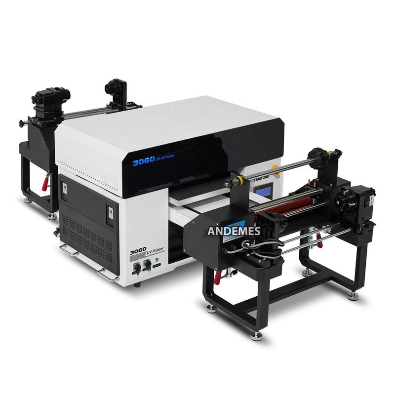 Kleiderdruckmaschine 6 Farben A3 Größe UV-LED-Uv-Flachbodendruckmaschine Rollendruckmaschine 3060 UV-DTF-Drucker mit Lack